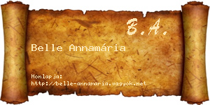 Belle Annamária névjegykártya